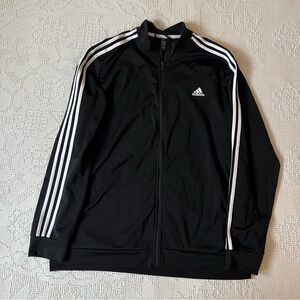 Adidas Men's Black and White Track Full Zip Jacket